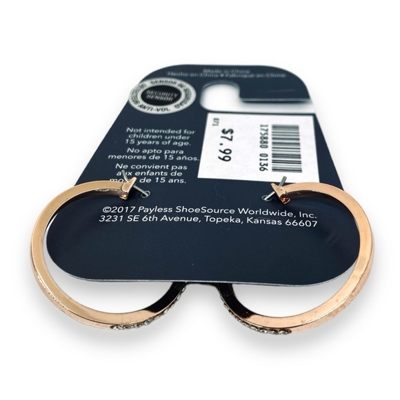 Minicci Rose Gold Hoop Earrings w. Rhinestone Details New With Tags - Picture 3 of 4